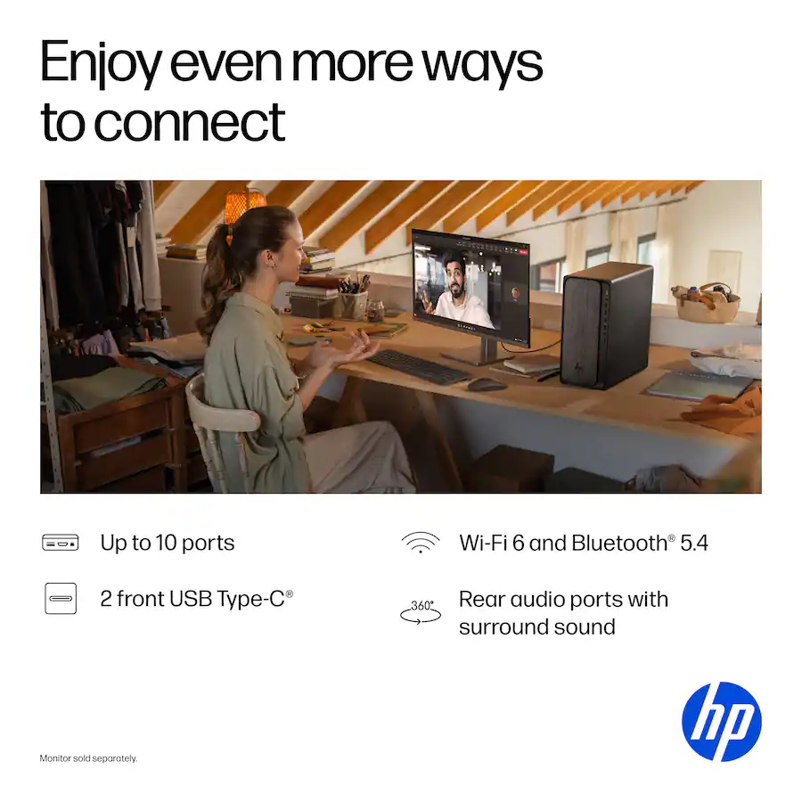 HP OmniDesk Desktop AMD Ryzen 7 8700G 16GB DDR5 1TB SSD Gray Wood — Gray Wood
