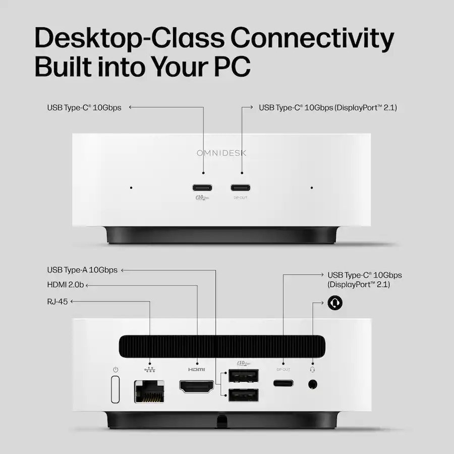 HP OmniDesk Mini PC, Intel Core 3 304, 8GB Memory, 128GB Storage, Cashmere White — Cashmere White