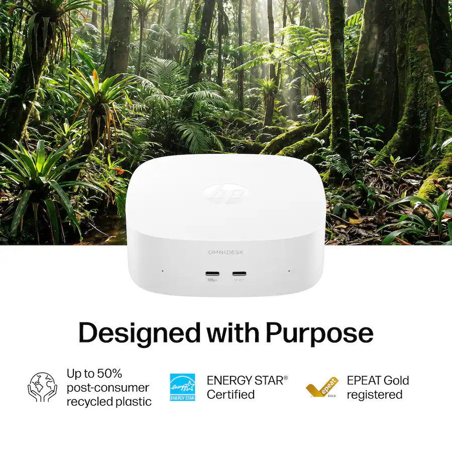 HP OmniDesk Mini PC, Intel Core 3 304, 8GB Memory, 128GB Storage, Cashmere White — Cashmere White