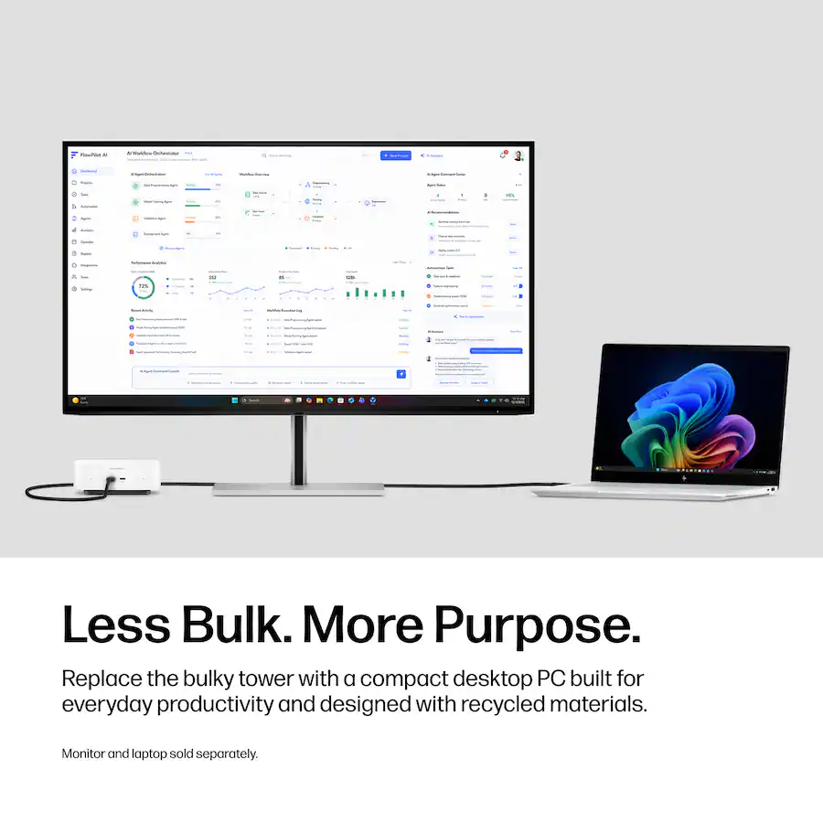 HP OmniDesk Mini PC, Intel Core 3 304, 8GB Memory, 128GB Storage, Cashmere White — Cashmere White