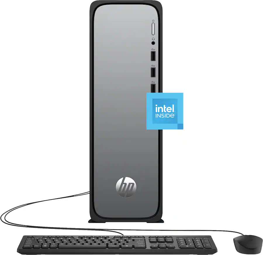 HP OmniDesk Slim Desktop, Intel Processor 300, 8GB DDR5, 256GB SSD, Meteor Silver — Meteor Silver