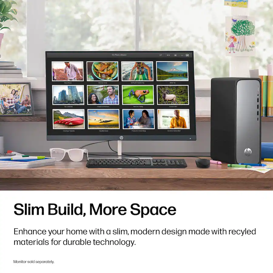 HP OmniDesk Slim Desktop, Intel Processor 300, 8GB DDR5, 256GB SSD, Meteor Silver — Meteor Silver