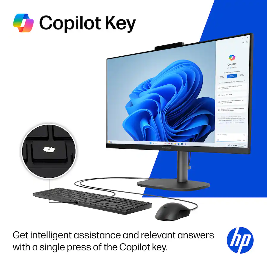 HP OmniStudio 23.8″ Full HD All-in-One Desktop PC, AMD Athlon Silver 10, 8GB Memory, 256GB SSD, Jet Black — Jet Black