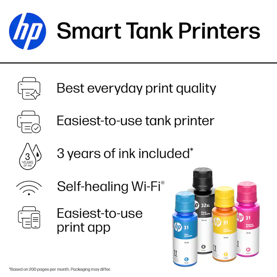 HP Smart Tank 7602 Wireless AI-Enabled All-in-One Cartridge-Free Supertank Inkjet Printer, Dark Surf Blue — Dark Surf Blue