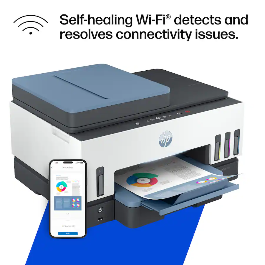 HP Smart Tank 7602 Wireless AI-Enabled All-in-One Cartridge-Free Supertank Inkjet Printer, Dark Surf Blue — Dark Surf Blue