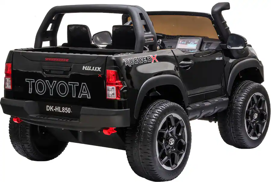 Hyper Toyota Hilux 12V 2‑Seat Ride‑On Truck – 4 MPH Max Speed, Front & Rear Lights, Storage Compartments, Black/Grey — Black/Grey
