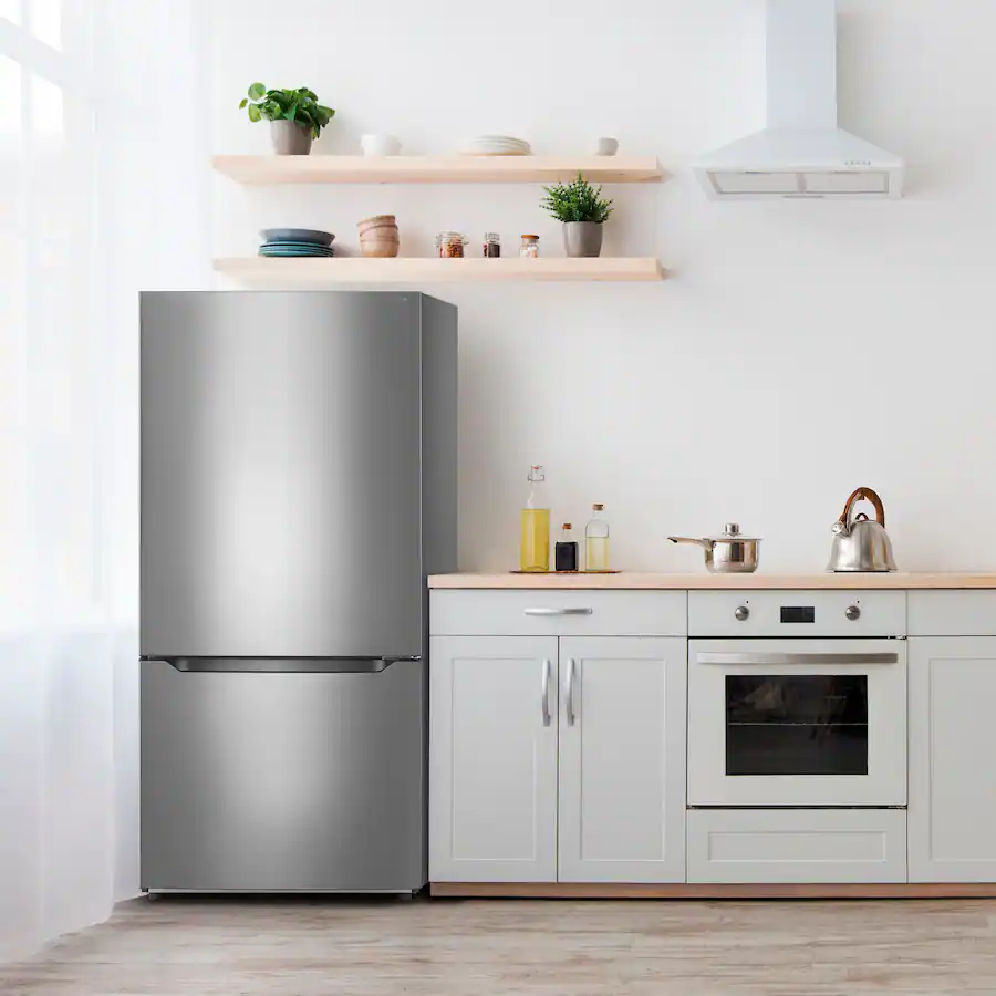 Insignia™ 30″ Wide 18.6 cu. ft. Bottom Freezer Refrigerator with ENERGY STAR® Certification, Stainless Steel — Stainless Steel