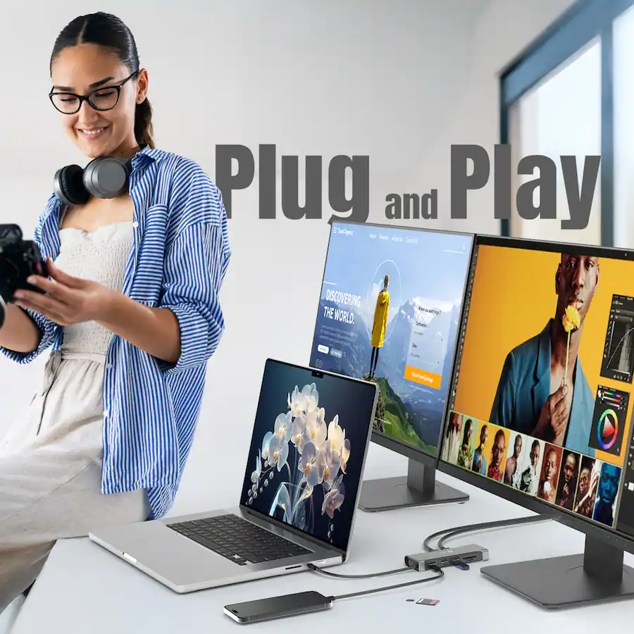 j5create Flexible Ports USB-C Pro 12-in-1 Dual 4K60 HDMI Hub, Space Gray — Space Gray