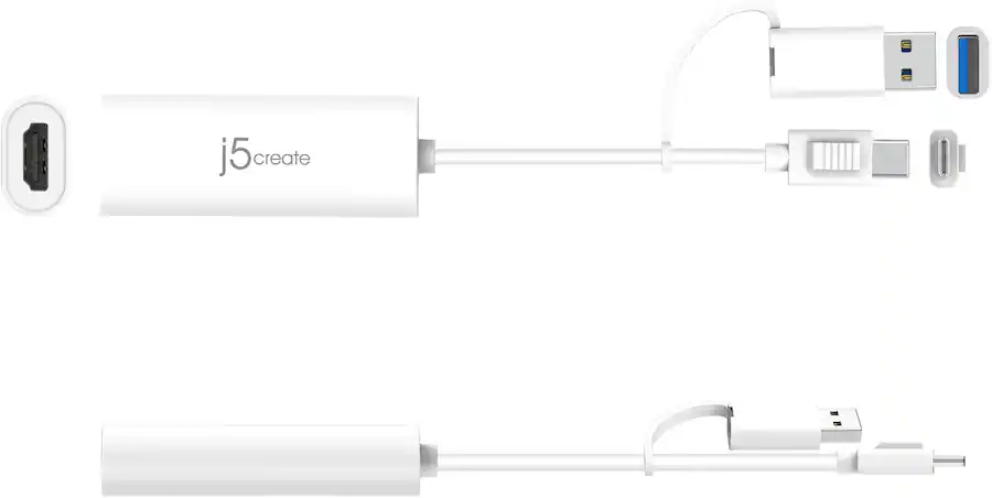 j5create USB to HDMI Multi-Monitor Adapter with 3.14′ Cable, White — White