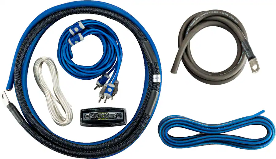 KICKER C-Series 4AWG 2-Channel Amplifier Power Kit Gray/Blue — Blue