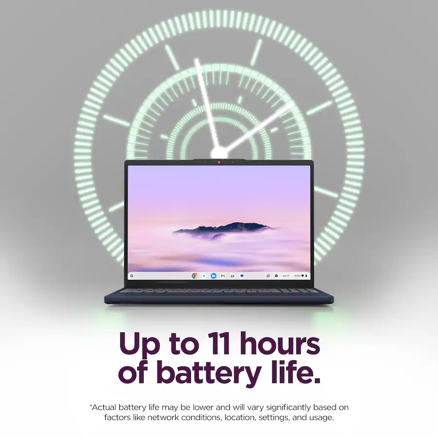 Lenovo Chromebook Plus 15.3″ 2K Touchscreen Laptop (2025), Intel® Core™ 3 Processor N355, 8GB Memory, 128GB UFS, Cosmic Blue — Cosmic Blue
