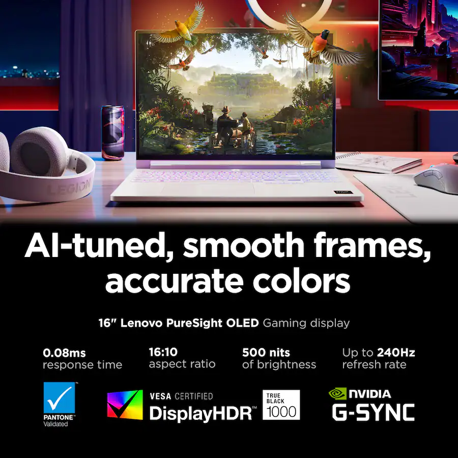 Lenovo Legion 7A 16″ 2.5K 240Hz OLED Gaming Laptop (AMD Ryzen AI 7 450, 32GB RAM, NVIDIA GeForce RTX 5060, 1TB SSD), Glacier White — Glacier White