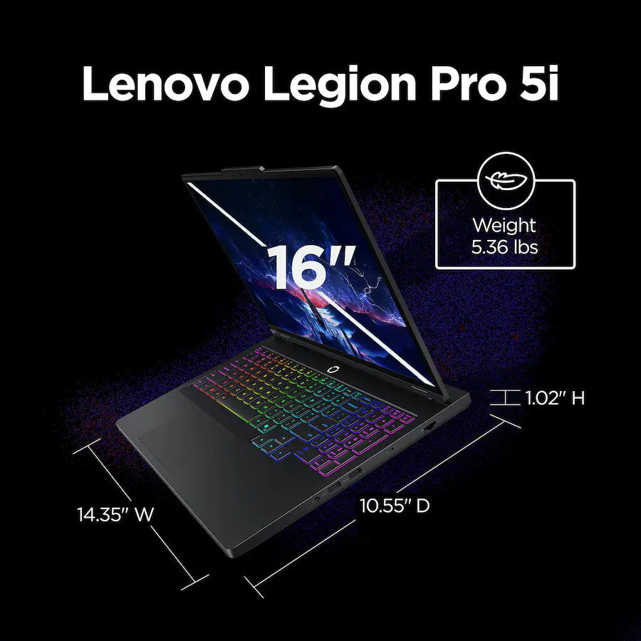 Lenovo Legion Pro 5i 16″ 2.5K OLED Gaming Laptop – Intel Core Ultra 9 275HX, 32GB RAM, NVIDIA GeForce RTX 5070, 1TB SSD, Eclipse Black — Eclipse Black