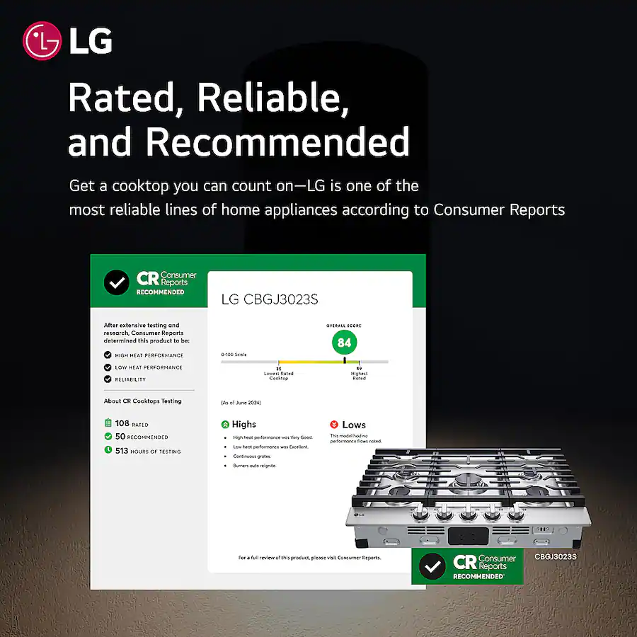 LG 30 inch Built In Gas Cooktop with 5 Burners and EasyClean Stainless Steel — Stainless Steel