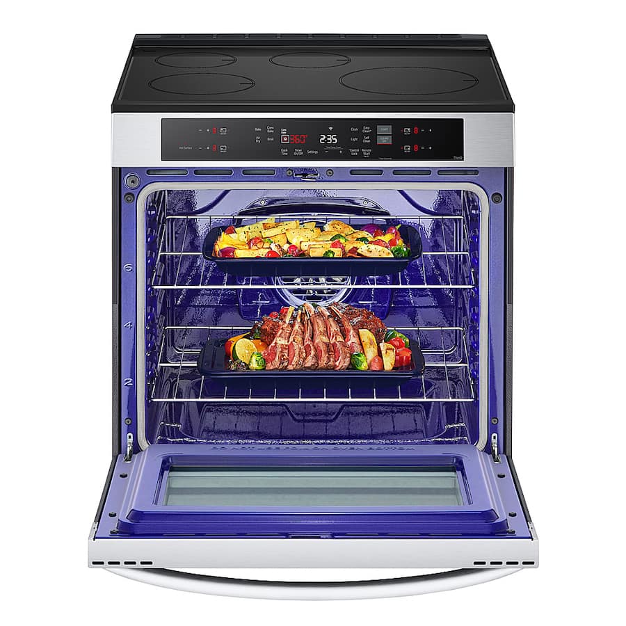 LG 30″ Smart Slide-In Electric Induction Convection Range with Air Fry, Stainless Steel — Stainless Steel