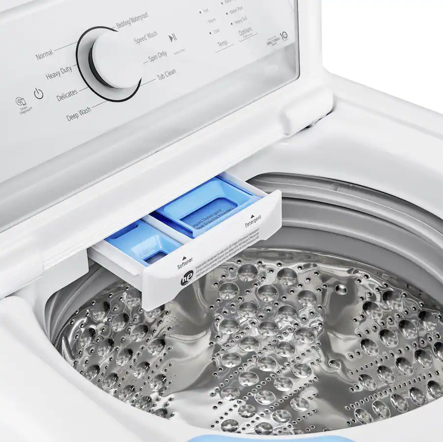 LG 4.3 cu. ft. High-Efficiency Top Load Washer with SlamProof Glass Lid, White — White