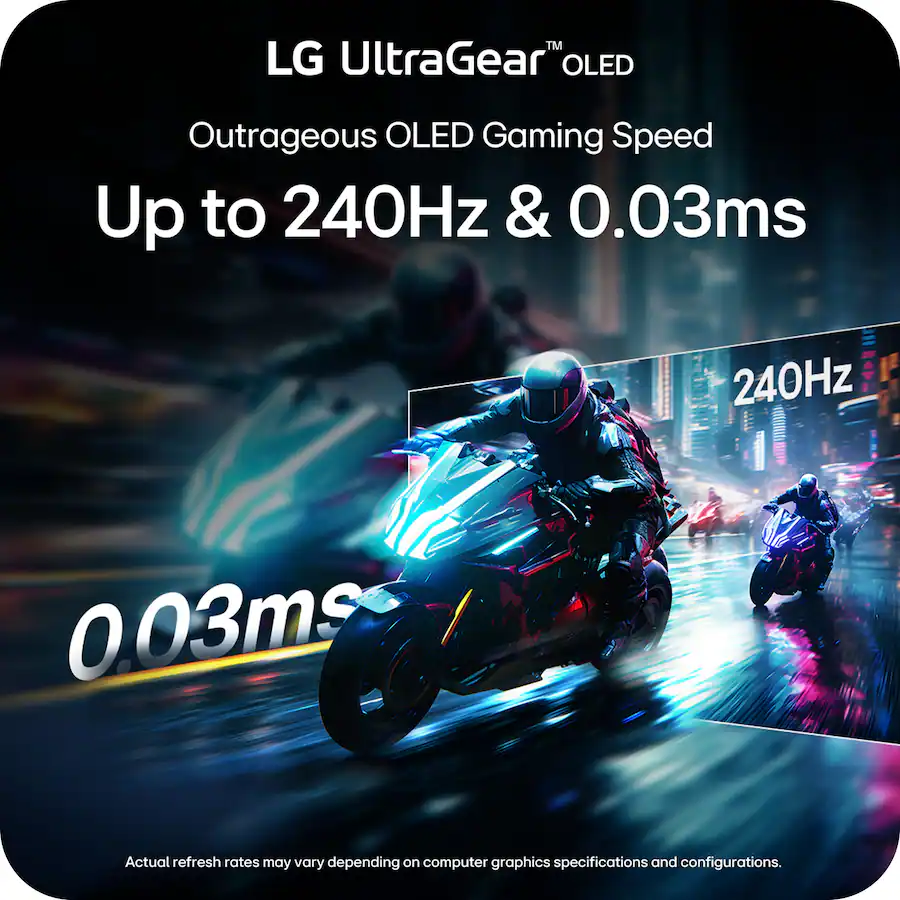 LG UltraGear 45″ OLED QHD 240Hz Smart Gaming Monitor — Black