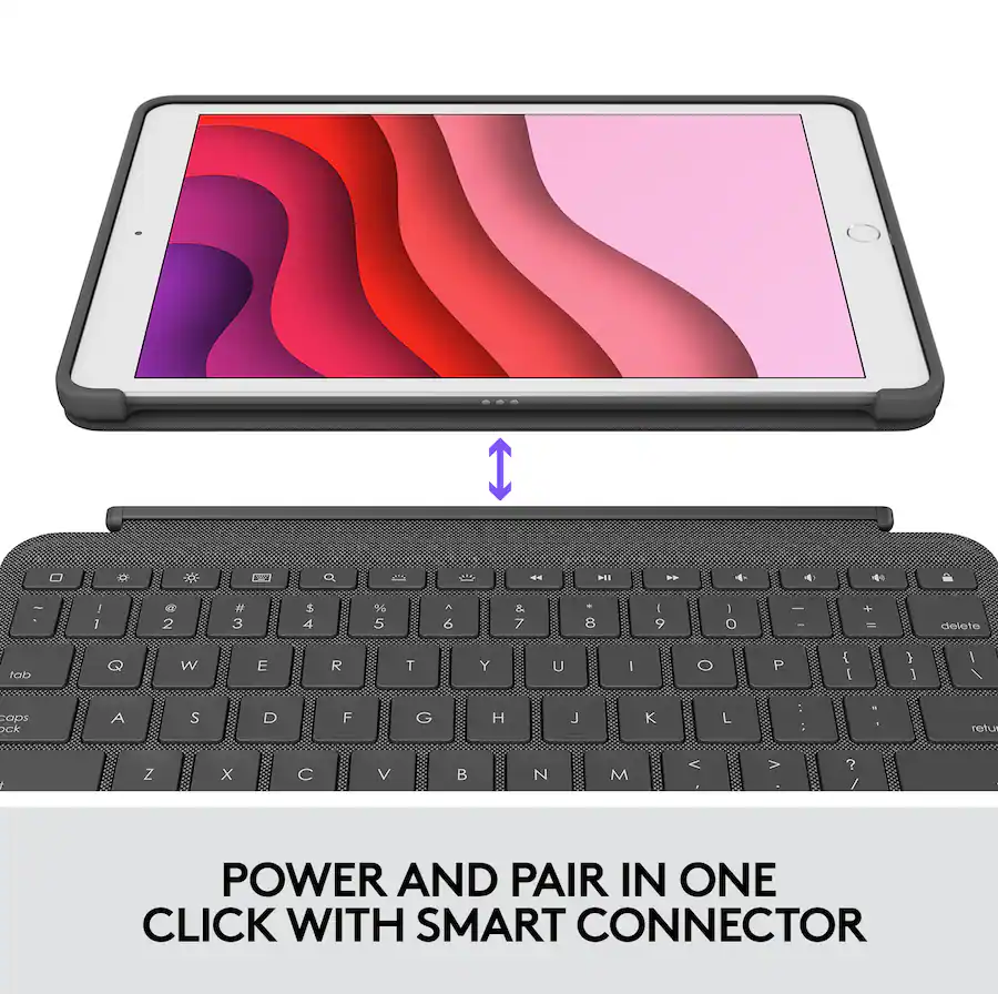 Logitech Combo Touch Keyboard Folio for Apple iPad 10.2-inch (7th, 8th & 9th Gen) with Detachable Backlit Keyboard, Graphite — Graphite
