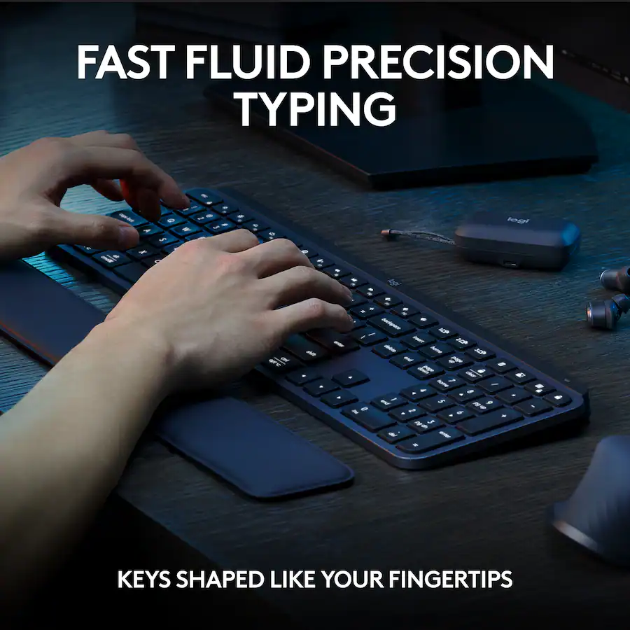 Logitech MX Keys S Combo Full-Size Wireless Scissor Keyboard and Mouse Bundle with Palm Rest (Black) — Black