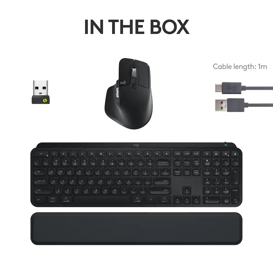 Logitech MX Keys S Combo Full-Size Wireless Scissor Keyboard and Mouse Bundle with Palm Rest (Black) — Black
