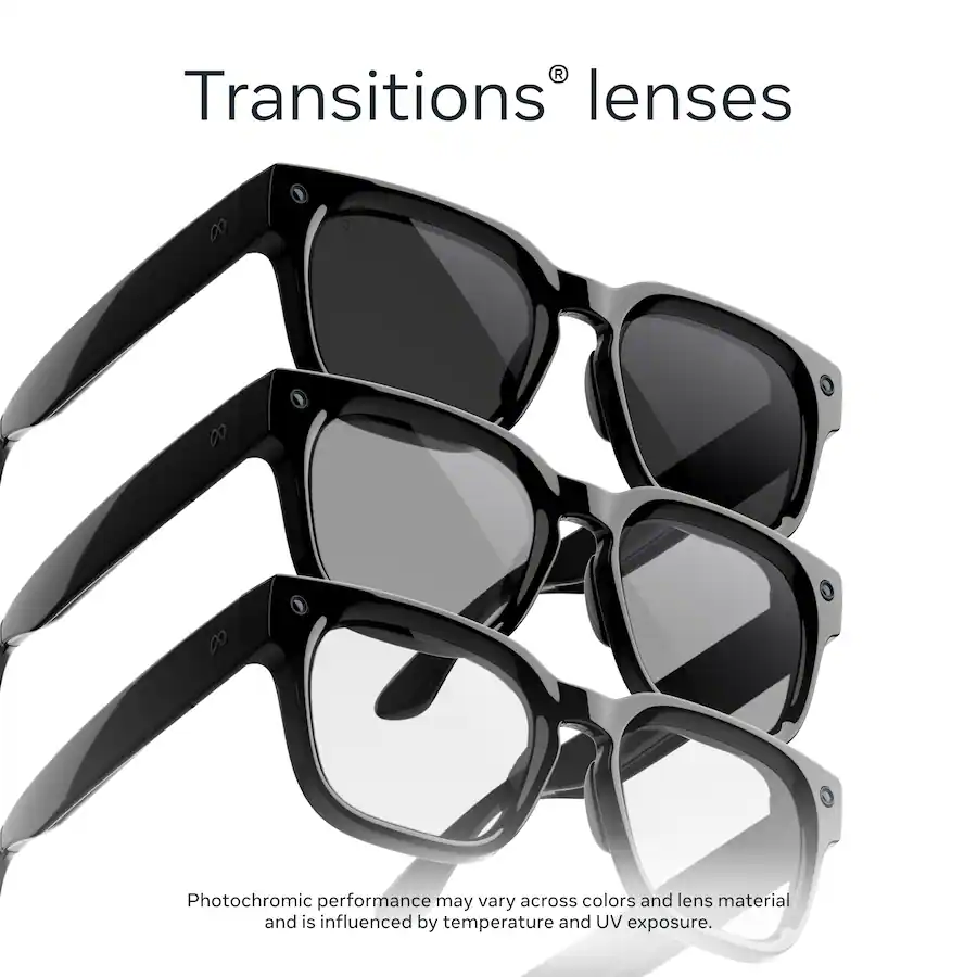 Meta Fury Smart AI Glasses with Transitions Grey Lenses, Classic Black — Classic Black