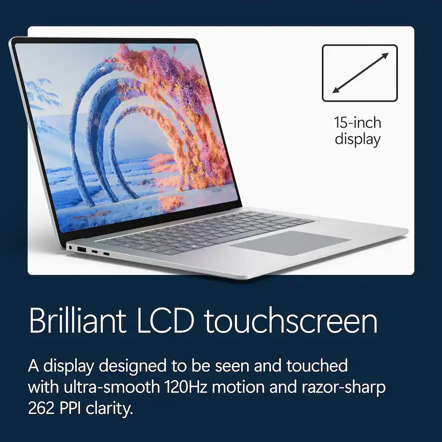 Microsoft Surface Laptop 15″ 3K Touchscreen (2026), Snapdragon® X2 Plus 10-Core, 16GB Memory, 512GB Storage, Platinum — Platinum