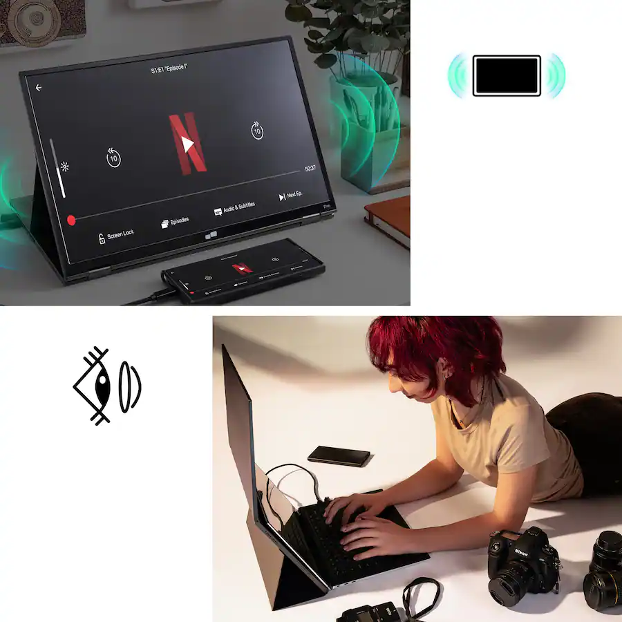 Mobile Pixels Duex Float 2 Pro 16″ Portable Monitor, Black — Black