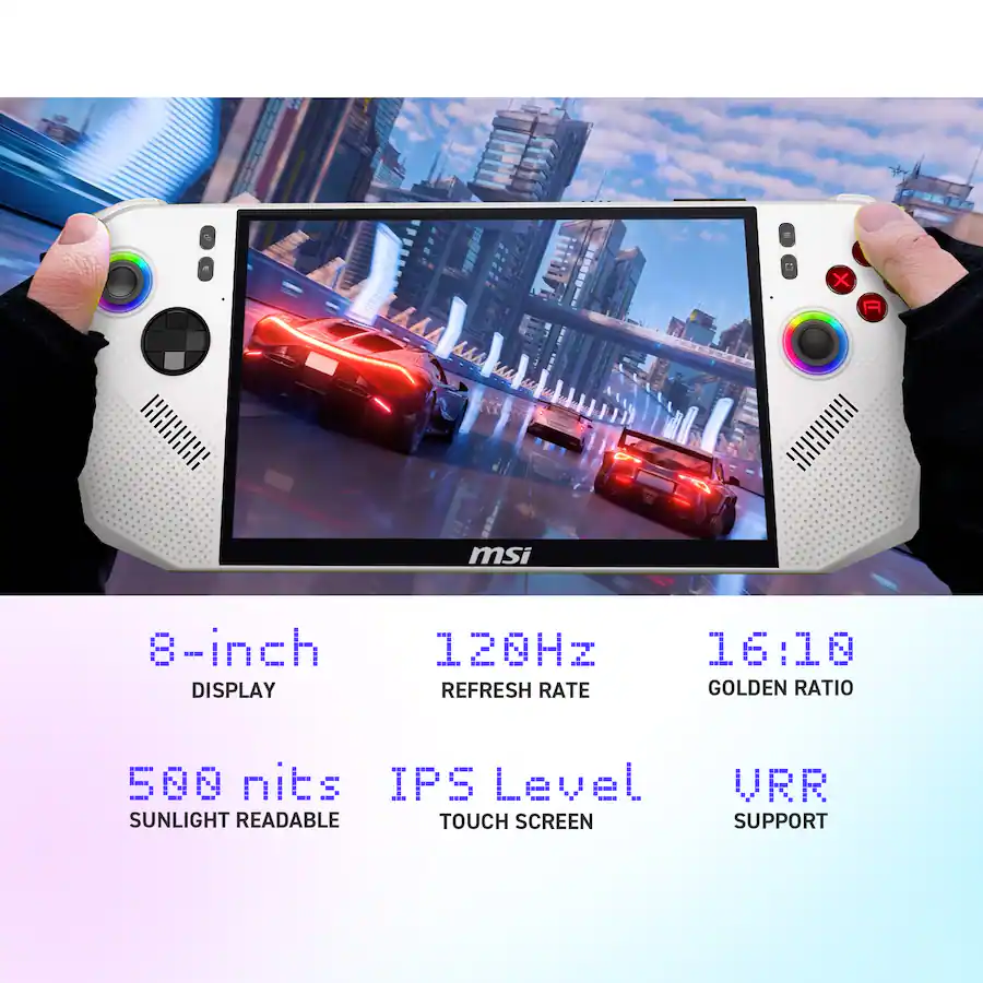 MSI Claw A8 BZ2EM 8″ 120Hz FHD+ Gaming Handheld (AMD Ryzen Z2 Extreme, 24GB Memory, 1TB SSD) — White