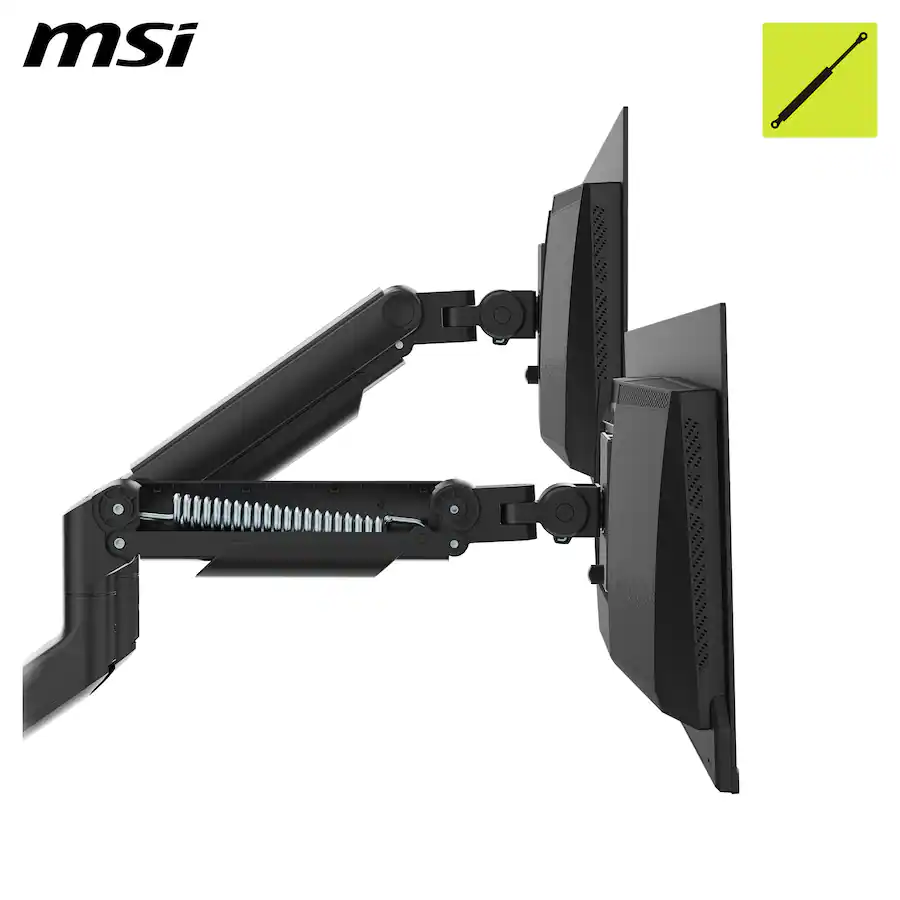 MSI Dual Monitor Mounting Arms Heavy Duty Adjustable Spring Desk Mount 17 to 45 Inch VESA Compatible Matte Black — Matte Black