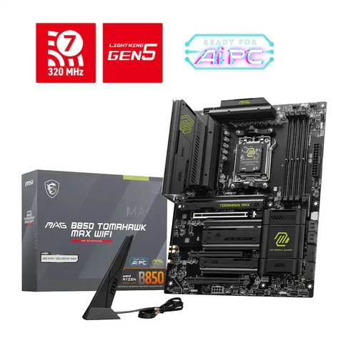 MSI MAG B850 TOMAHAWK MAX WIFI Socket AM5 AMD B850 ATX DDR5 Wi‑Fi 7 Motherboard, Black