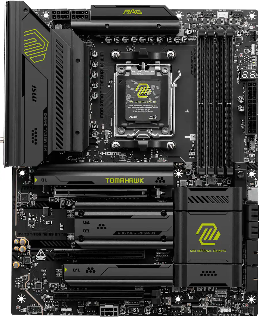 MSI MAG X870E TOMAHAWK WIFI Socket AM5 AMD X870 ATX DDR5 Wi-Fi 7 Motherboard, Black — Black
