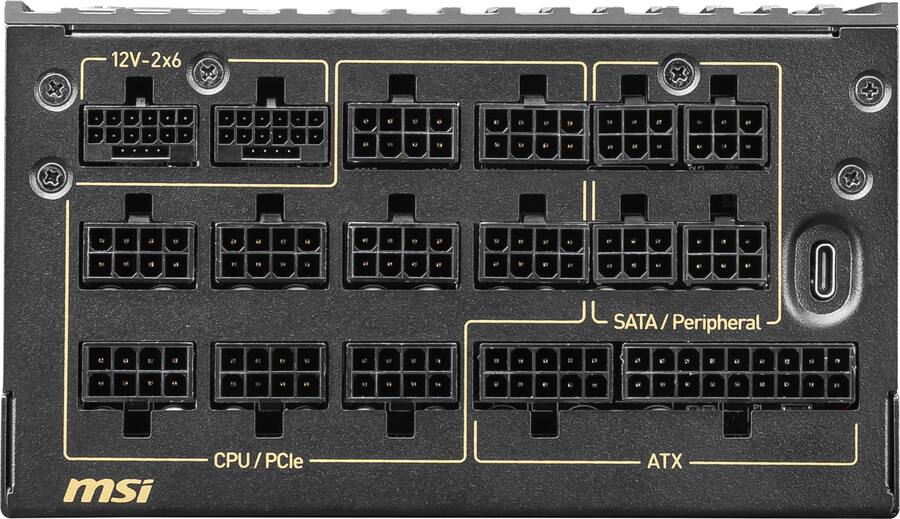 MSI MEG Ai1600T PCIE5 1600W ATX 3.1 & PCIe 5.1 Ready Fully Modular 80 PLUS Titanium Gaming Power Supply, Black — Black