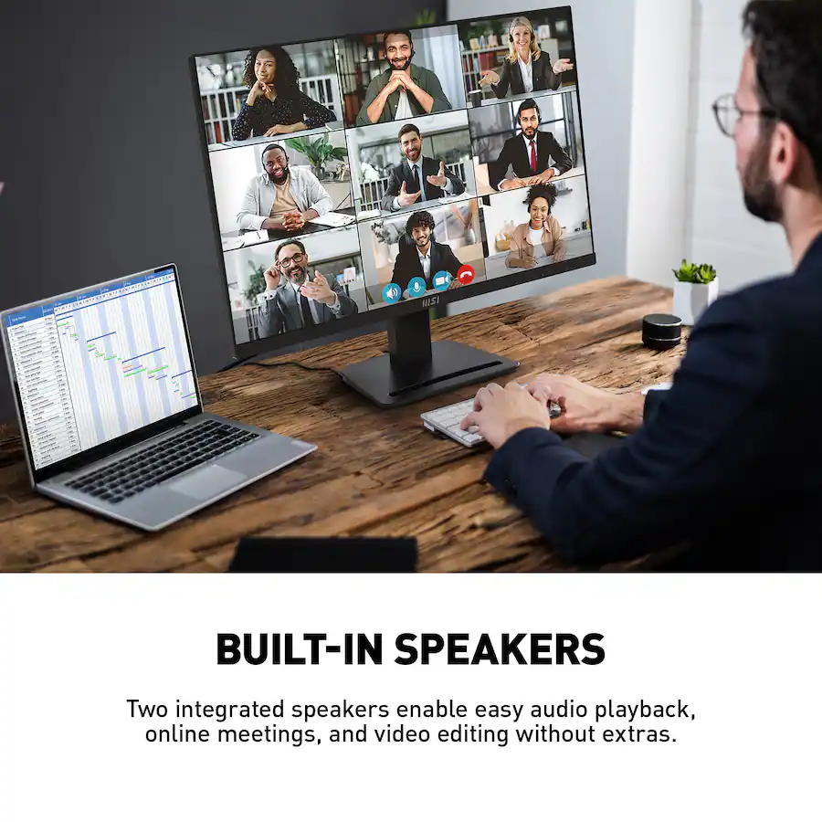 MSI PRO MP273U 27″ UHD 4K 60Hz Monitor, 4ms, Adaptive-Sync, HDR Ready, Built-in Speakers, DisplayPort, HDMI, Matte Black — Matte Black