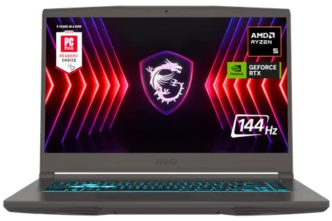 MSI Thin A15 15.6″ 144Hz FHD Gaming Laptop, AMD Ryzen™ 5 7535HS, NVIDIA® GeForce RTX™ 4050, 8GB Memory, 512GB SSD, Black