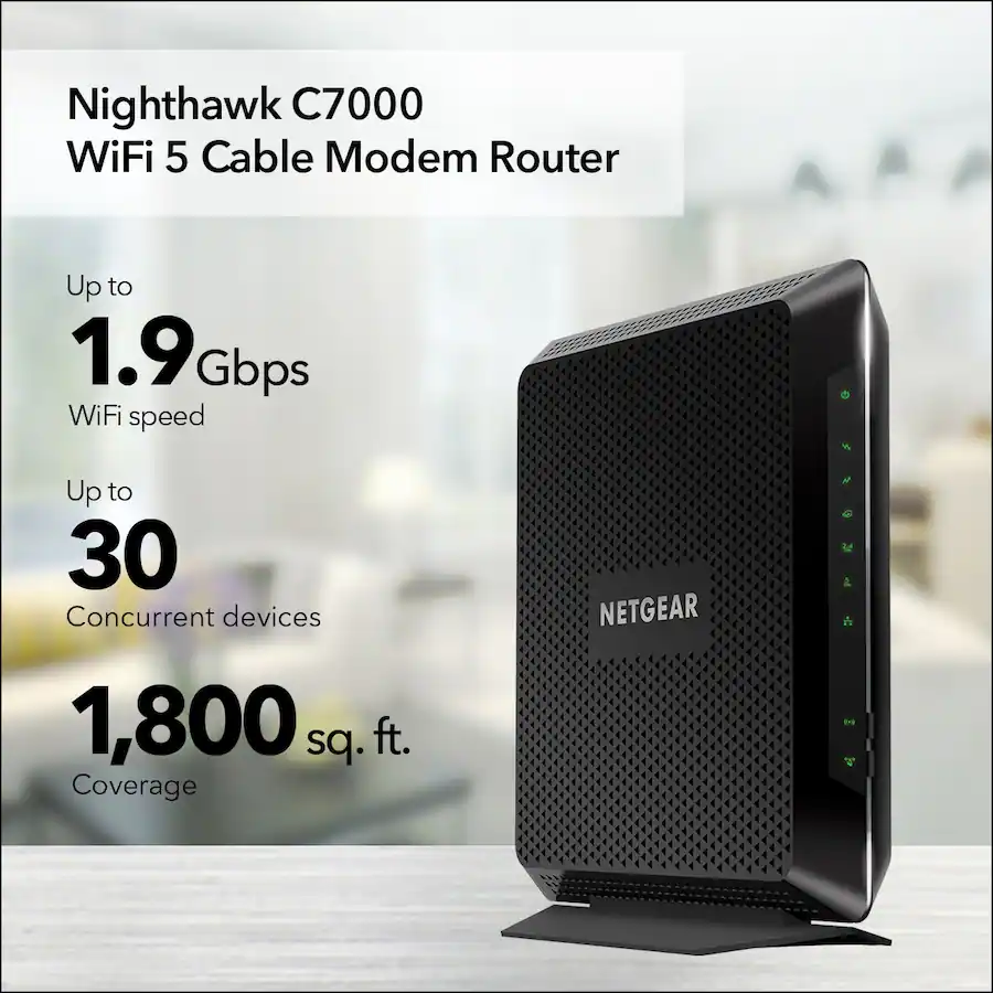 NETGEAR Nighthawk AC1900 Router with DOCSIS 3.0 Cable Modem, Black — Black