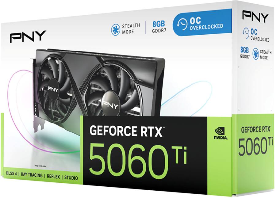 PNY GeForce RTX 5060 Ti Overclocked 8GB GDDR7 PCI Express 5.0 Graphics Card with Dual Fan, Black — Black