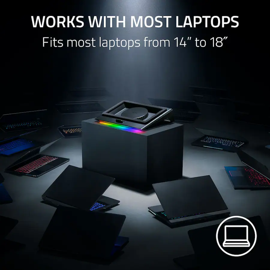 Razer Laptop Cooling Pad with Intelligent Fan Control and Chroma RGB for Laptops 14 to 18 inches — Black