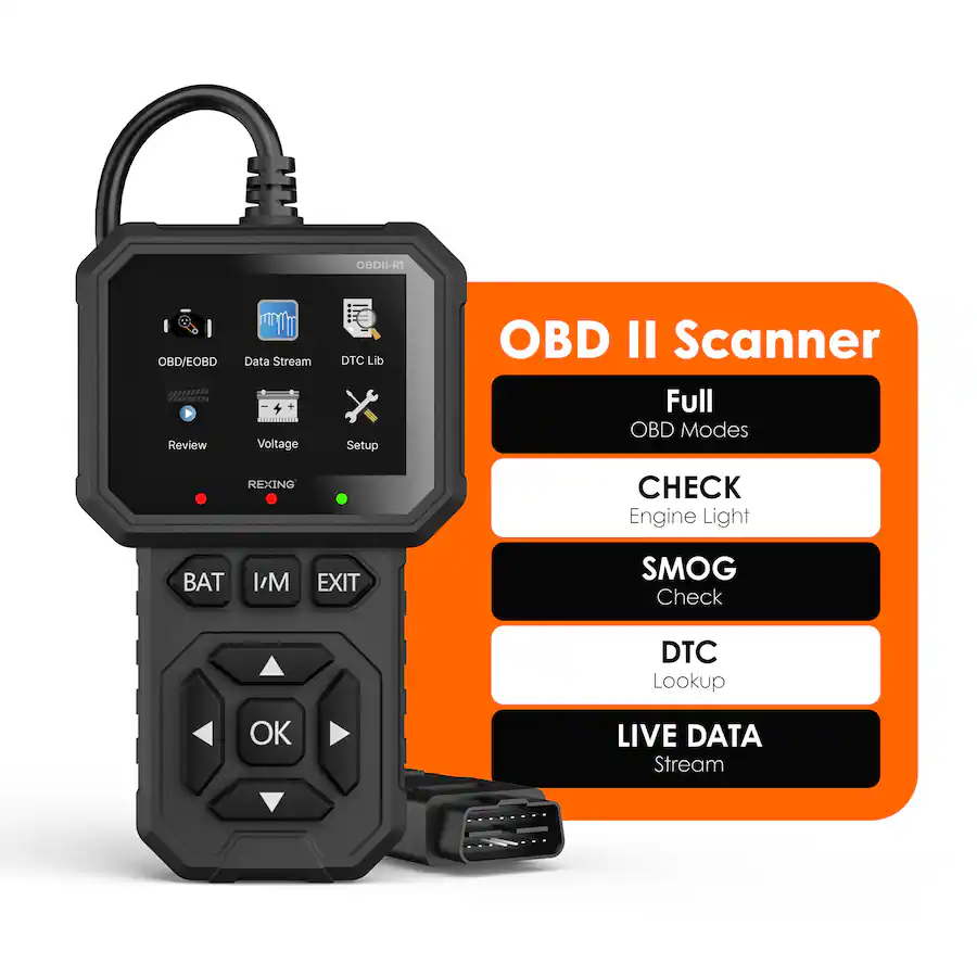 Rexing Universal OBD II Scanner Engine Code Reader for 1996+ Vehicles, Black — Black