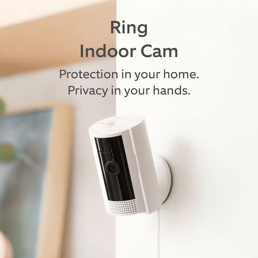 Ring Starter Set with Battery Doorbell and Indoor Cam Satin Nickel and White — White