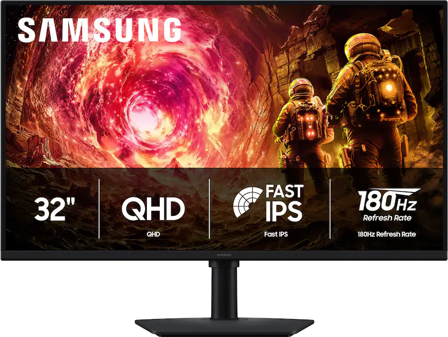 Samsung 32″ Odyssey G5 G50F QHD Fast IPS 180Hz Gaming Monitor, Black — Black