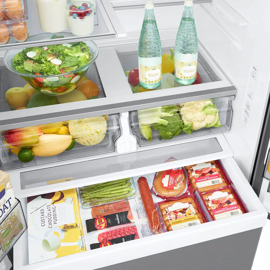 Samsung 36″ Wide 32 cu. ft. 3‑Door French Door Smart Refrigerator with Dual Auto Ice Maker, Stainless Steel — Stainless Steel