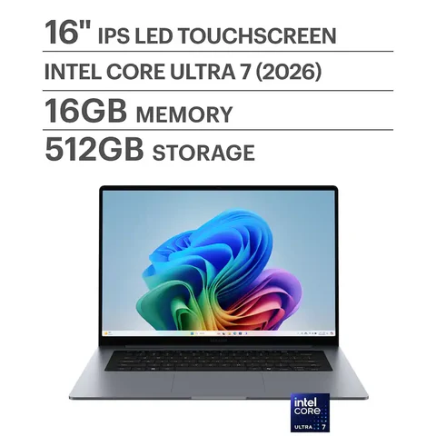 Samsung Galaxy Book6 Copilot+ PC 16″ Touchscreen Laptop, Intel® Core™ Ultra 7, 16GB Memory, 512GB SSD, Gray