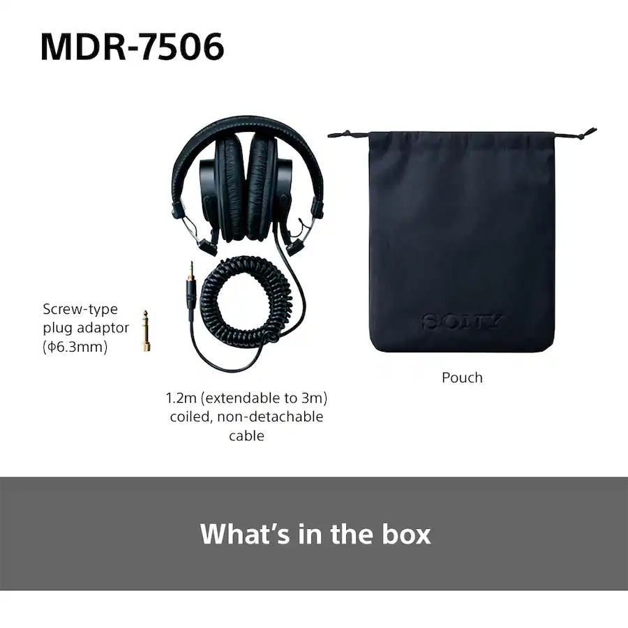 Sony Professional Studio Headphones, Black — Black