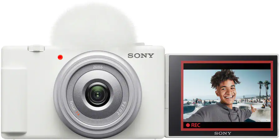 Sony ZV‑1F Vlog Camera for Content Creators and Vloggers — White