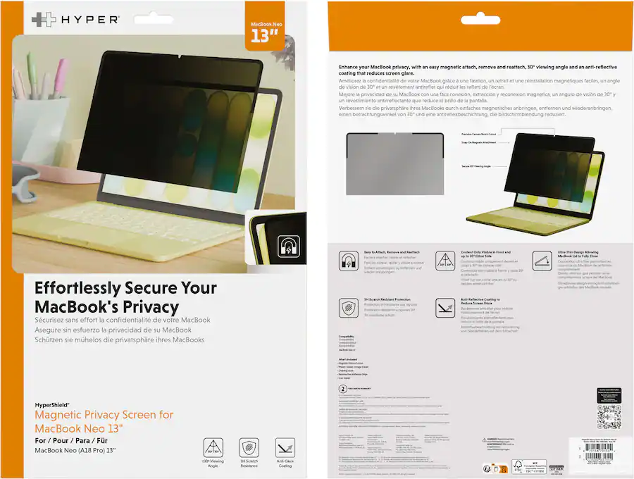 Targus HyperShield Magnetic Privacy Screen for MacBook Neo, Black — Black