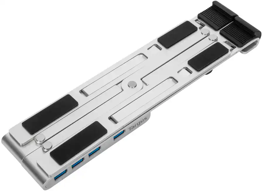 Targus Portable Laptop Stand with Integrated USB‑A Hub, Silver — Silver