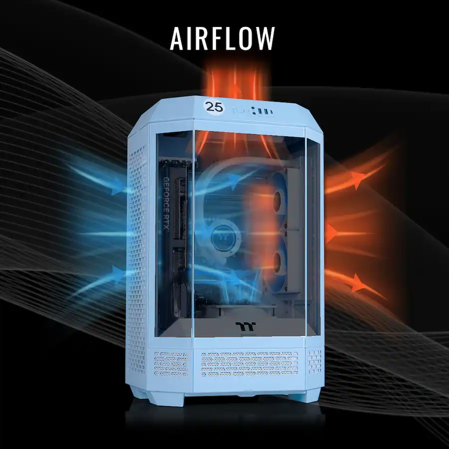 Thermaltake LCGS Reactor 7870TH Gaming Desktop (2025) — Blue