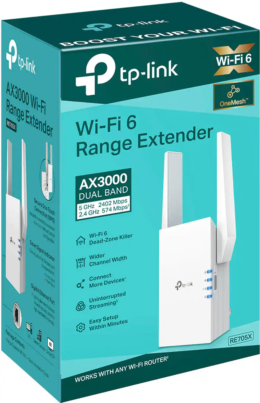 TP-Link AX3000 Dual-Band Wi-Fi 6 Range Extender, White — White