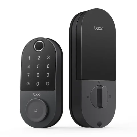 TP Link Tapo DL110 Smart Wi Fi Deadbolt Lock Lock Unlock using Keypad App or Fingerprint Recognition Replaces Most Locks Black