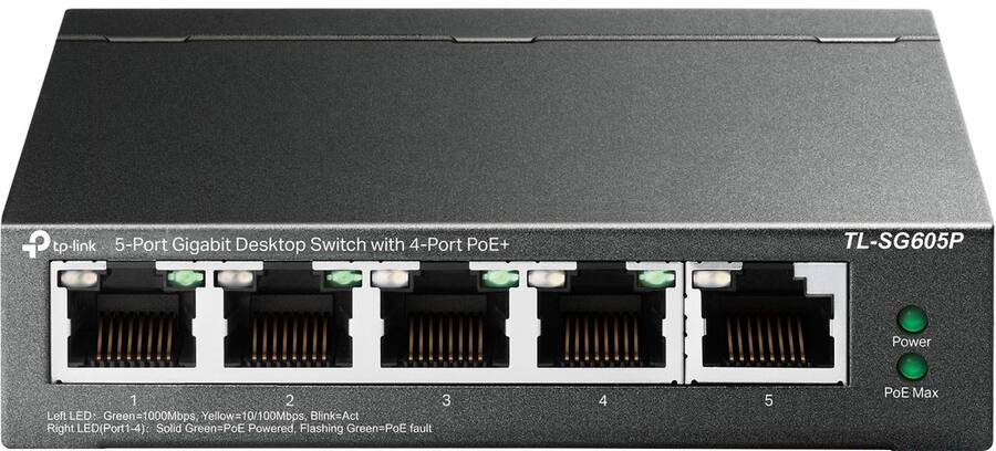 TP‑Link 5‑Port Gigabit Desktop Unmanaged PoE Switch — Black